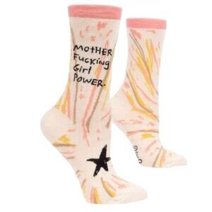 BLUE Q Women's Mother F***ing Girl Power Crew Socks NEW